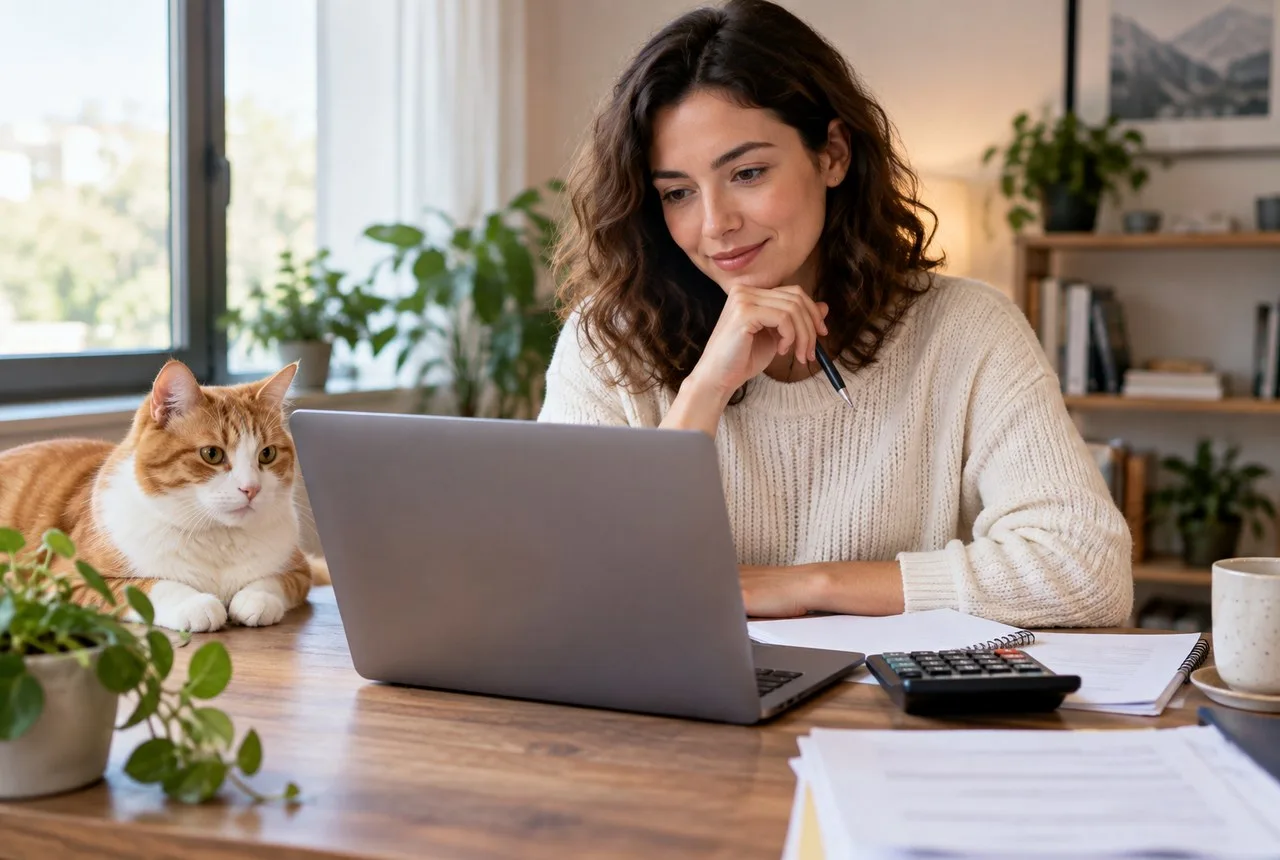 Cat owner considering how much is pet insurance cat